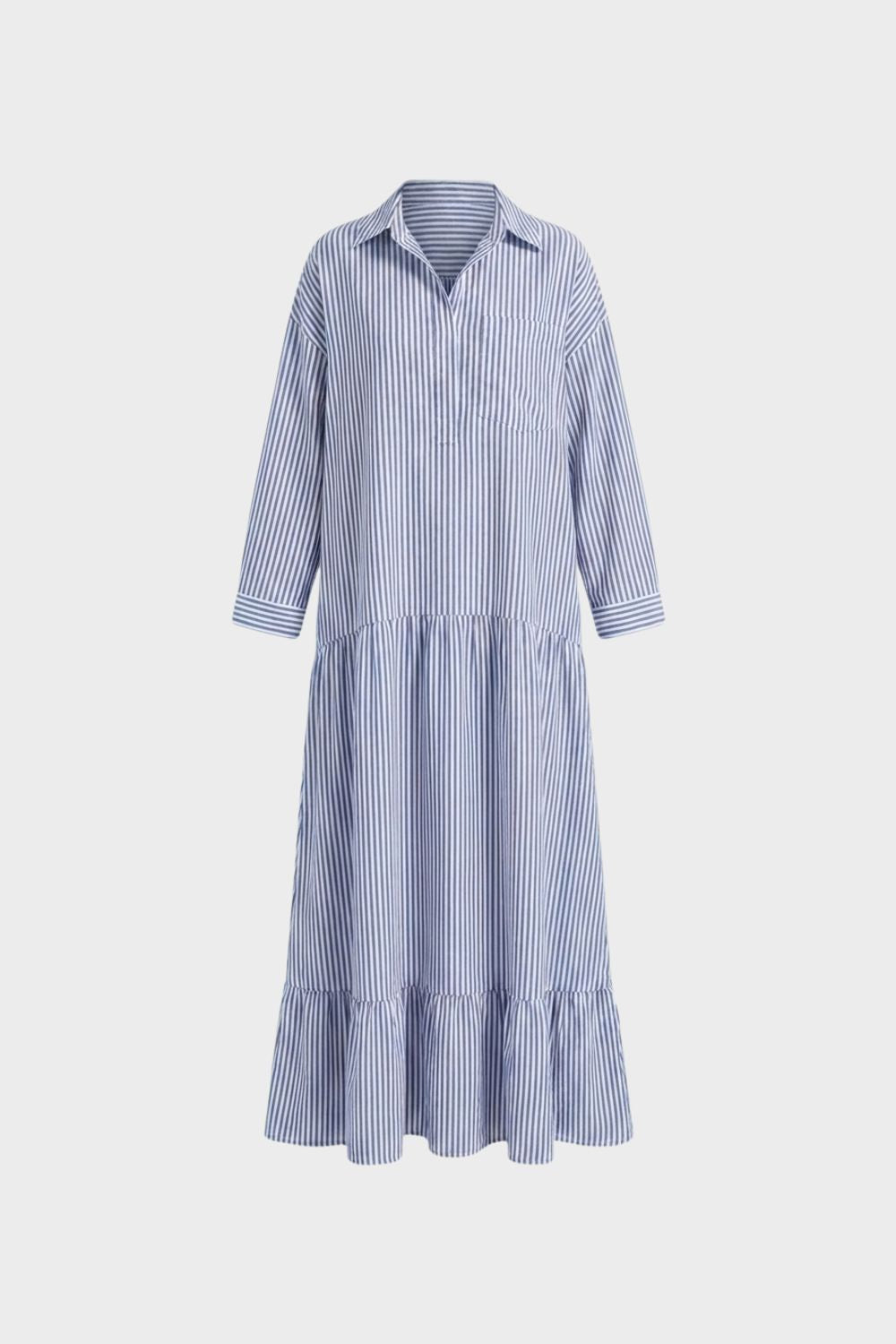 Women's Long Sleeve Loose Fit Stripe Dress | Maxi