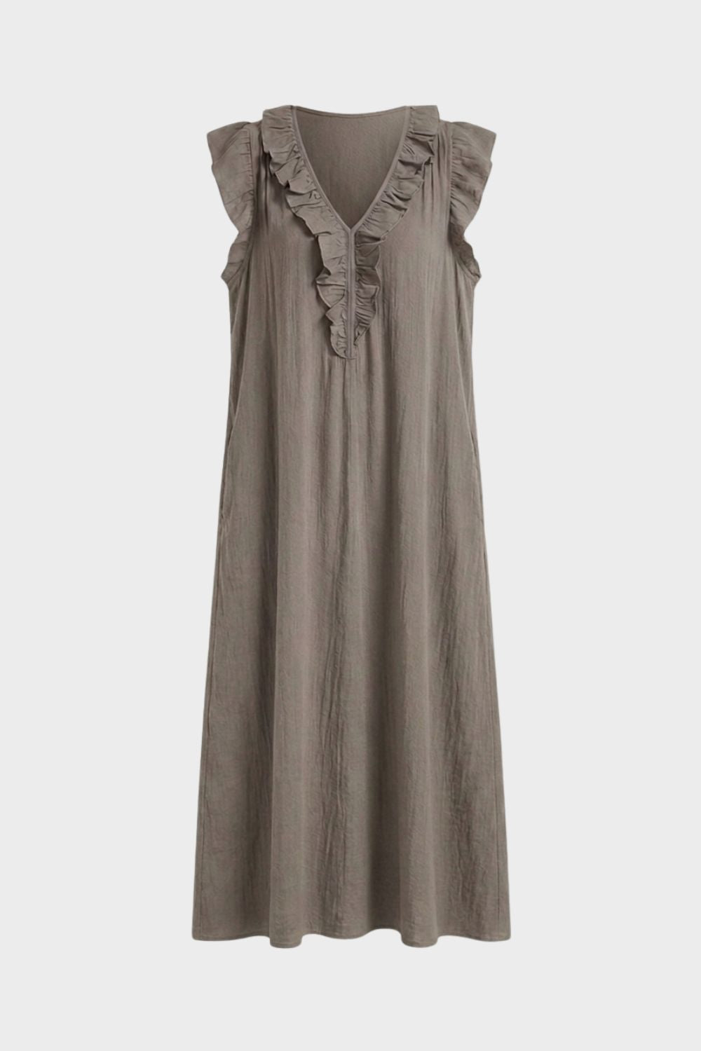 Women's Linen-Look Maxi Dress | Ruffle