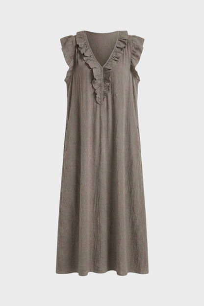 Women's Linen-Look Maxi Dress | Ruffle