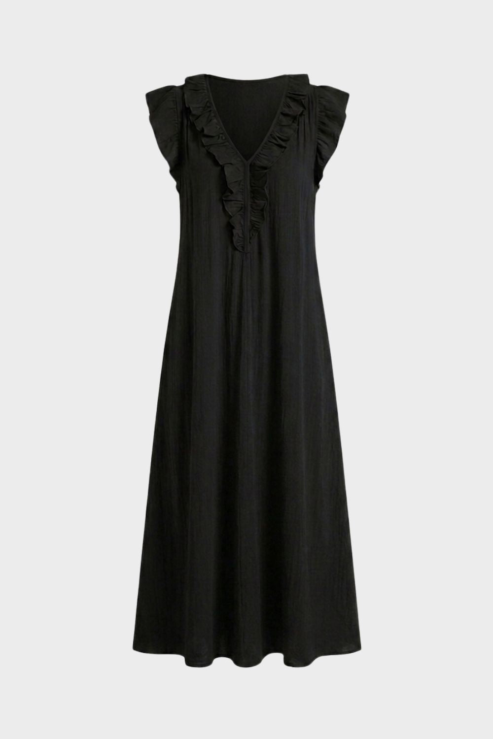 Women's Sleeveless Ruffle Neck Dress | Midi