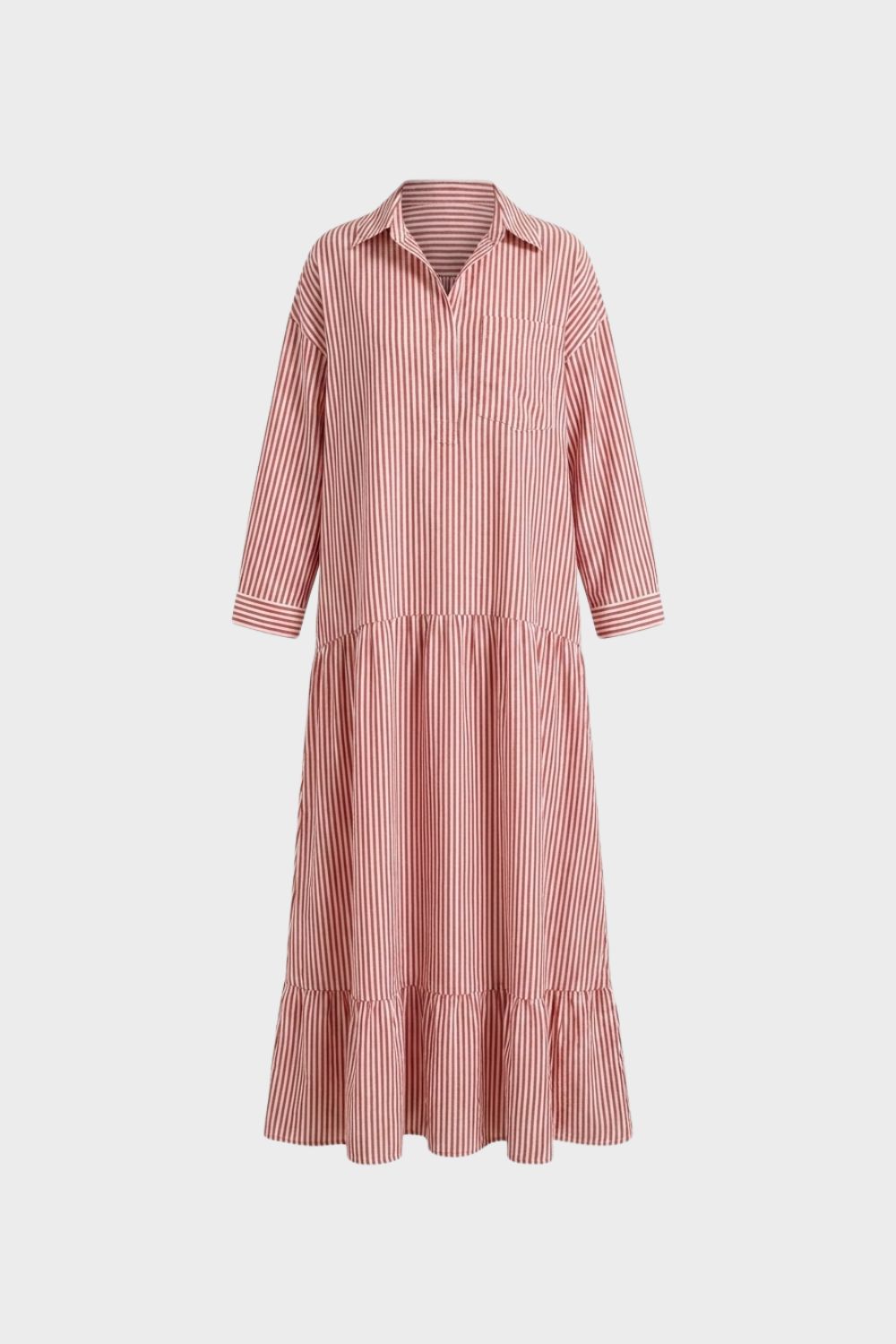 Women's Long Sleeve Loose Fit Stripe Dress | Maxi
