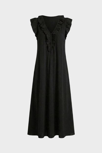 Women's Linen-Look Maxi Dress | Ruffle