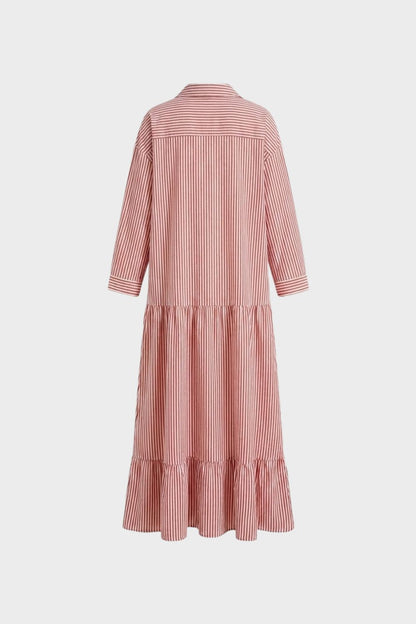 Women's Long Sleeve Loose Fit Stripe Dress | Maxi