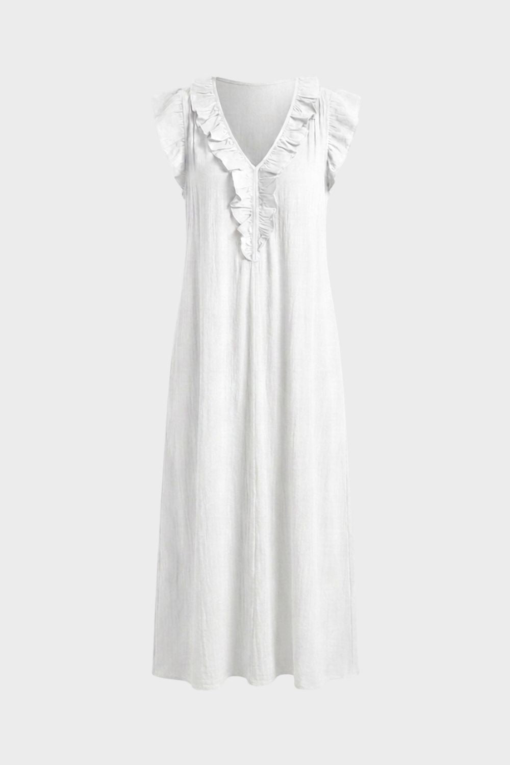 Women's Linen-Look Maxi Dress | Ruffle