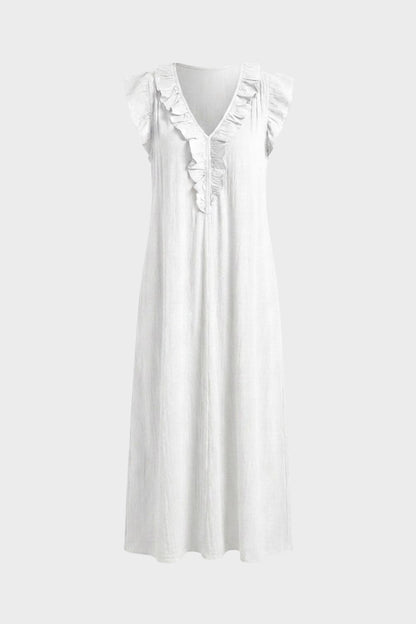 Women's Linen-Look Maxi Dress | Ruffle