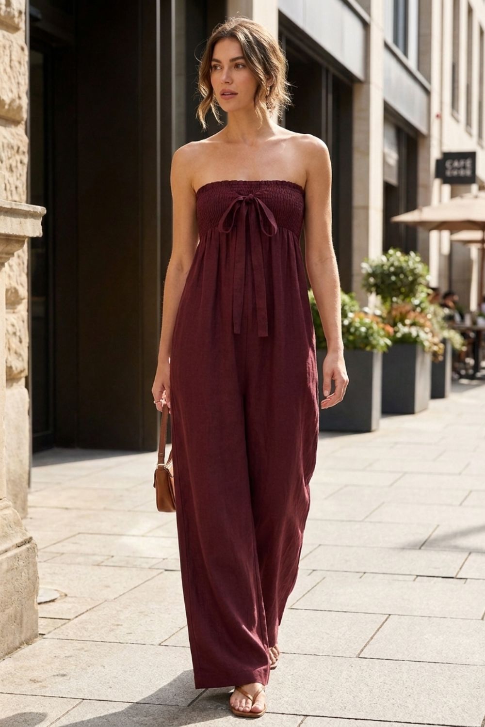 Women's Strapless Wide Leg Jumpsuit | Casual Style