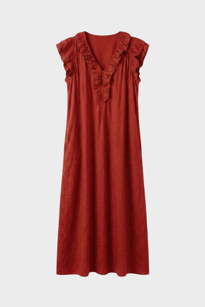 Women's Sleeveless Ruffle Neck Dress | Midi