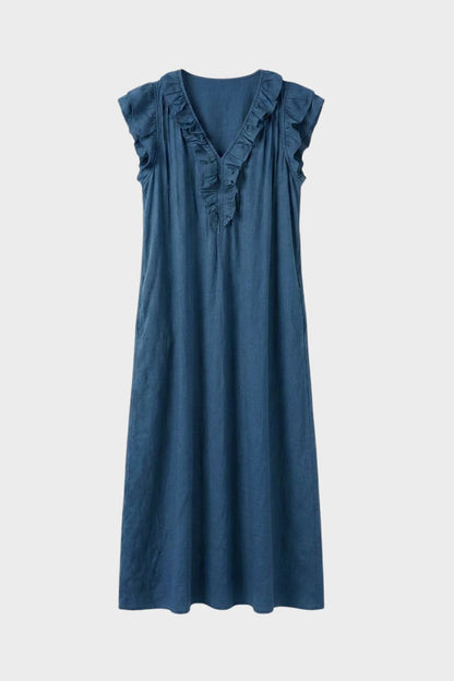 Women's Linen-Look Maxi Dress | Ruffle