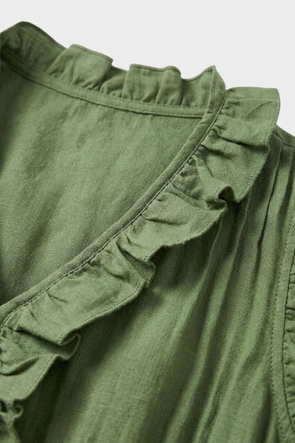 Women's Linen-Look Maxi Dress | Ruffle