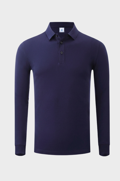 Men's Long Sleeve Polo Shirt with Buttons