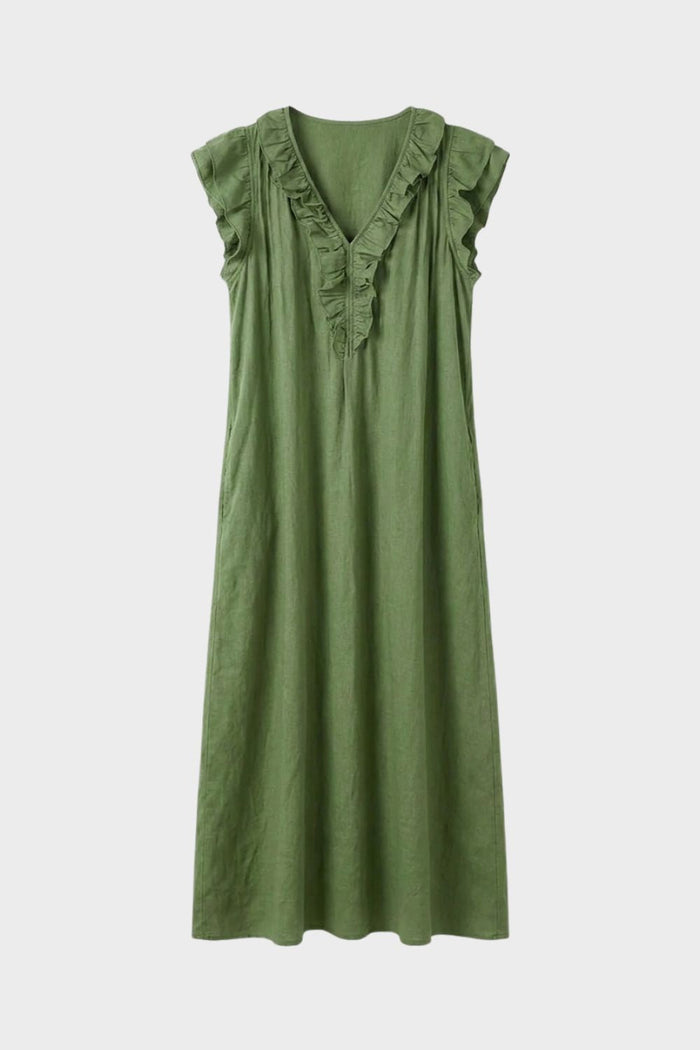 Women's Linen-Look Maxi Dress | Ruffle