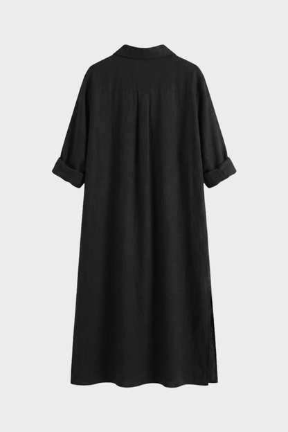 Women's Button Placket Long Shirt Dress