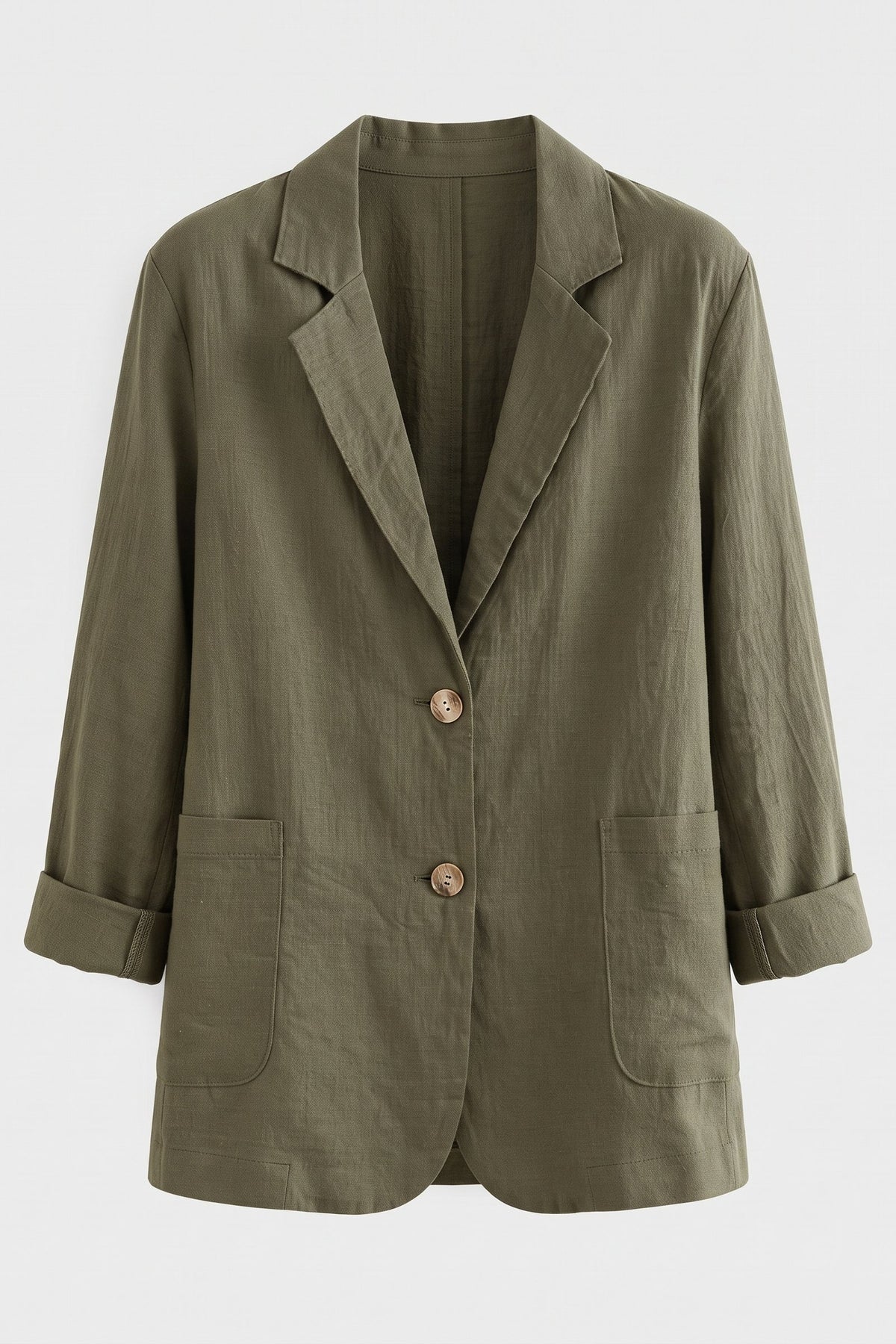 Women's Notched Lapel Blazer | Curved Hem — Army Green — packshot