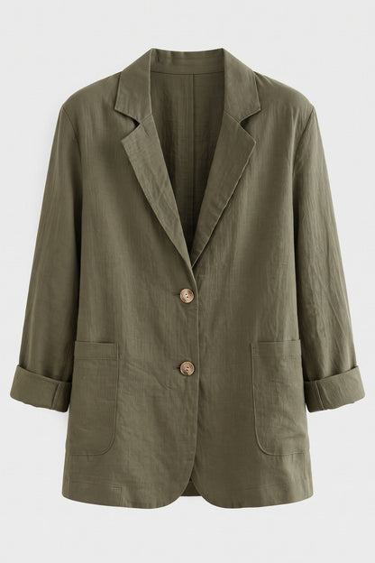 Women's Notched Lapel Blazer | Curved Hem — Army Green — packshot