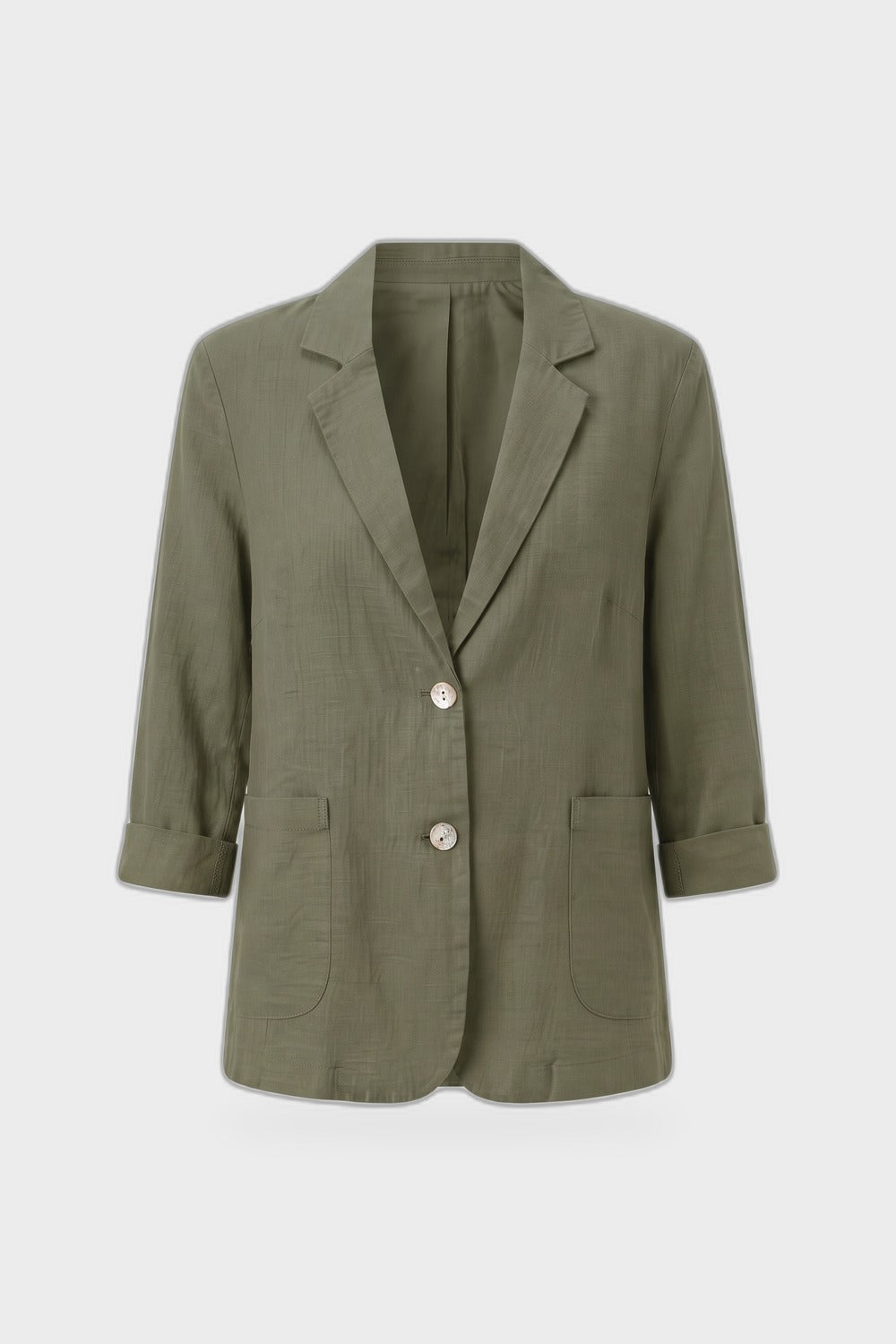 Women's Notched Lapel Blazer | Curved Hem — Army Green — product view