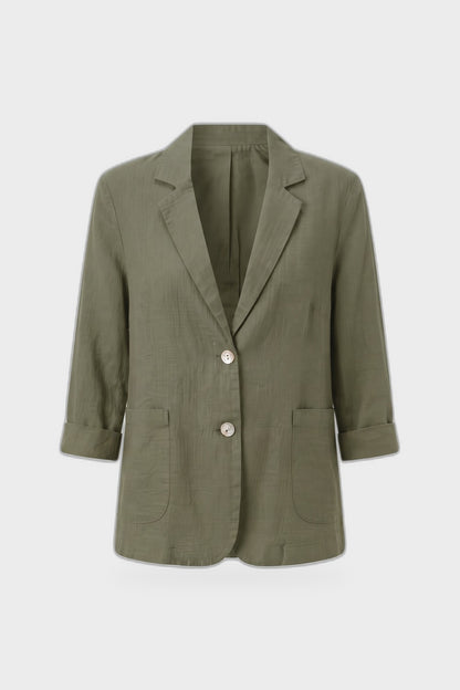 Women's Notched Lapel Blazer | Curved Hem — Army Green — product view