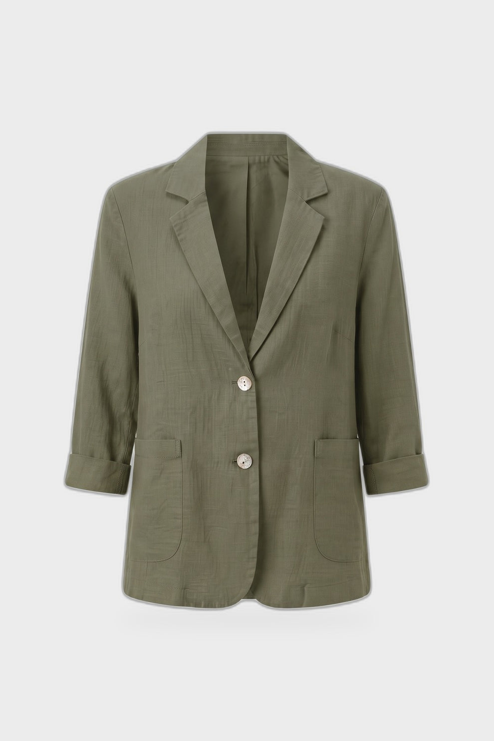 Women's Notched Lapel Blazer | Curved Hem — Army Green — product view