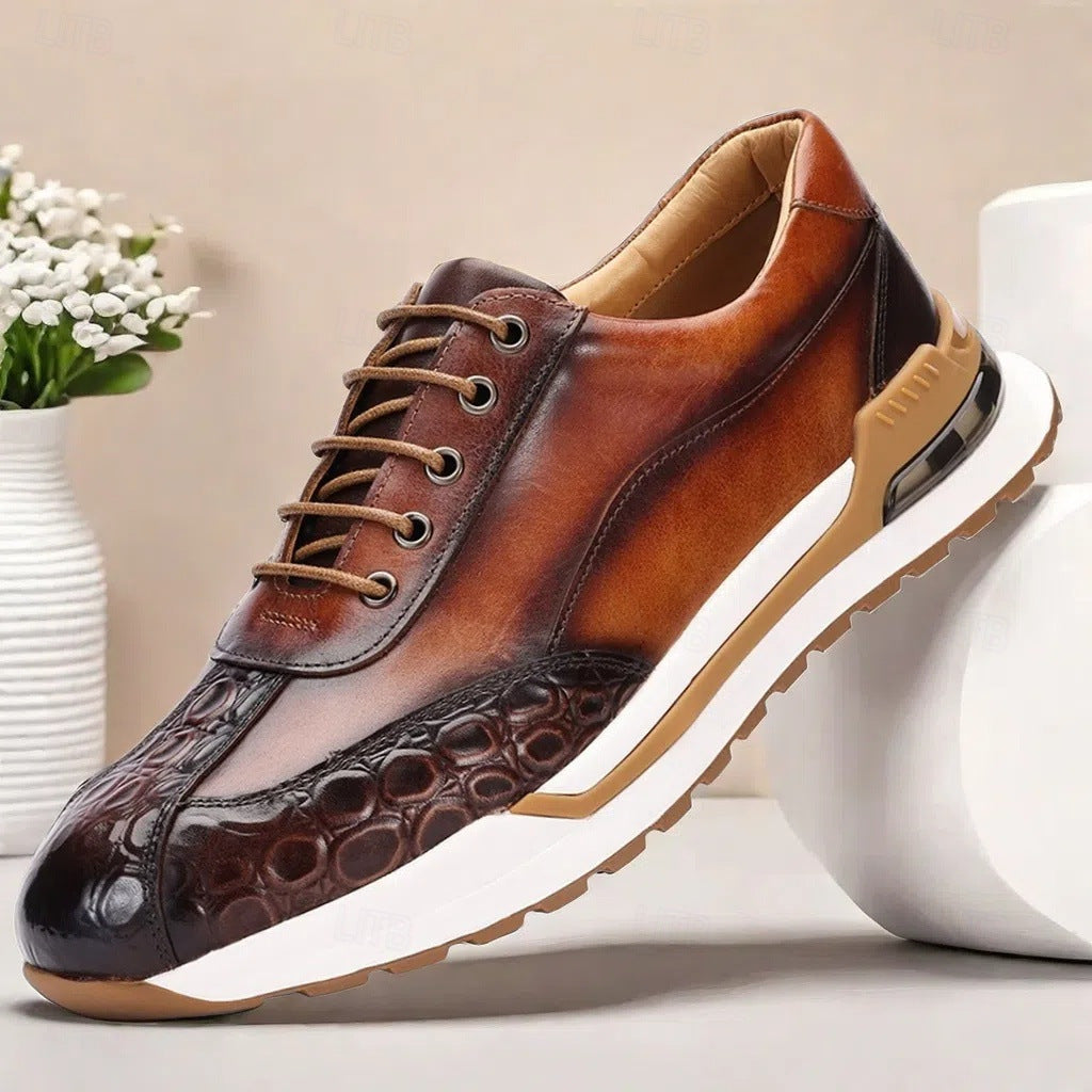 Men's low-top sneaker with croc-embossed toe cap and chunky two-tone sole – 2