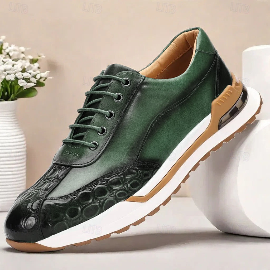 Men's low-top sneaker with croc-embossed toe cap and chunky two-tone sole – 3