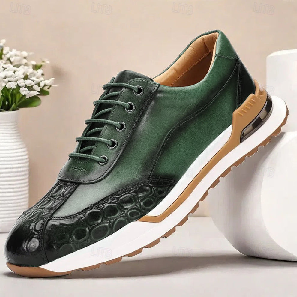 Men's low-top sneaker with croc-embossed toe cap and chunky two-tone sole – 3