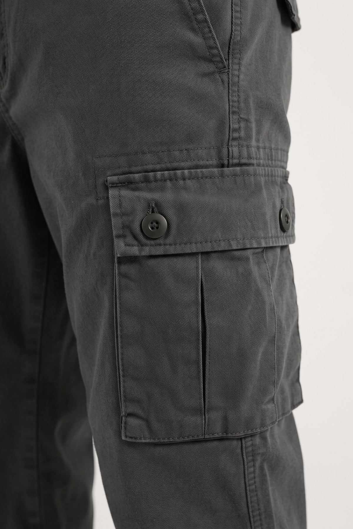 Men's Cargo Pants | Drawstring Ankle Cuffs — Black — detail — on model
