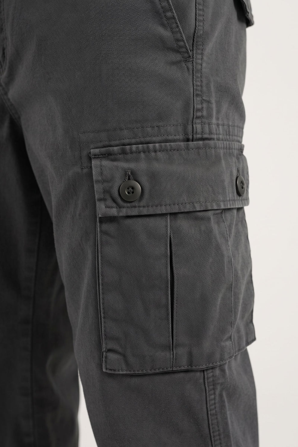 Men's Cargo Pants | Drawstring Ankle Cuffs — Black — detail — on model