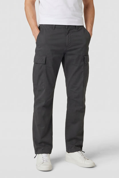 Men's Cargo Pants | Drawstring Ankle Cuffs — Black — front view — on model