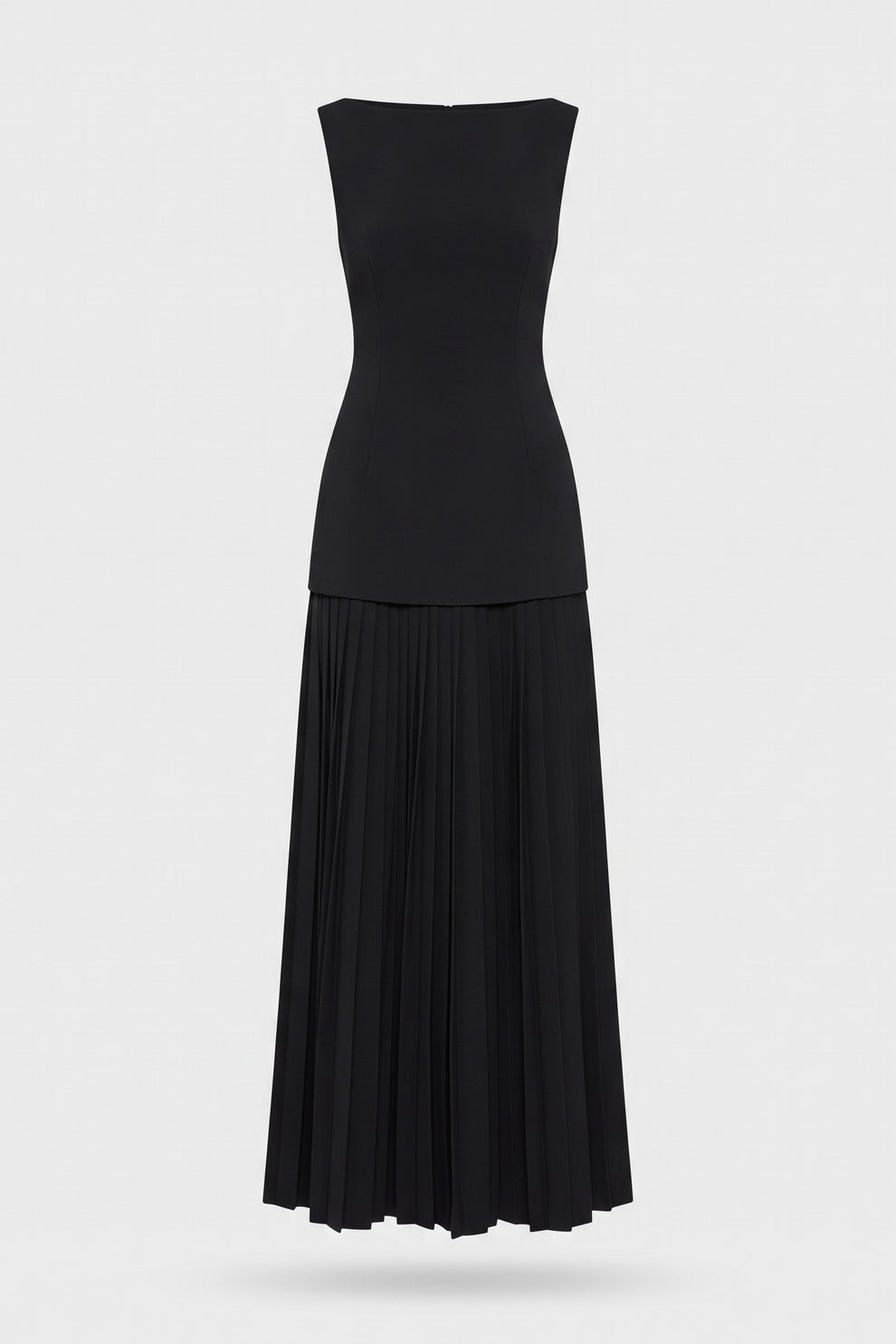 Women's Wedding Guest Two Piece Skirt Set | Pleated Maxi and Top — Black — packshot