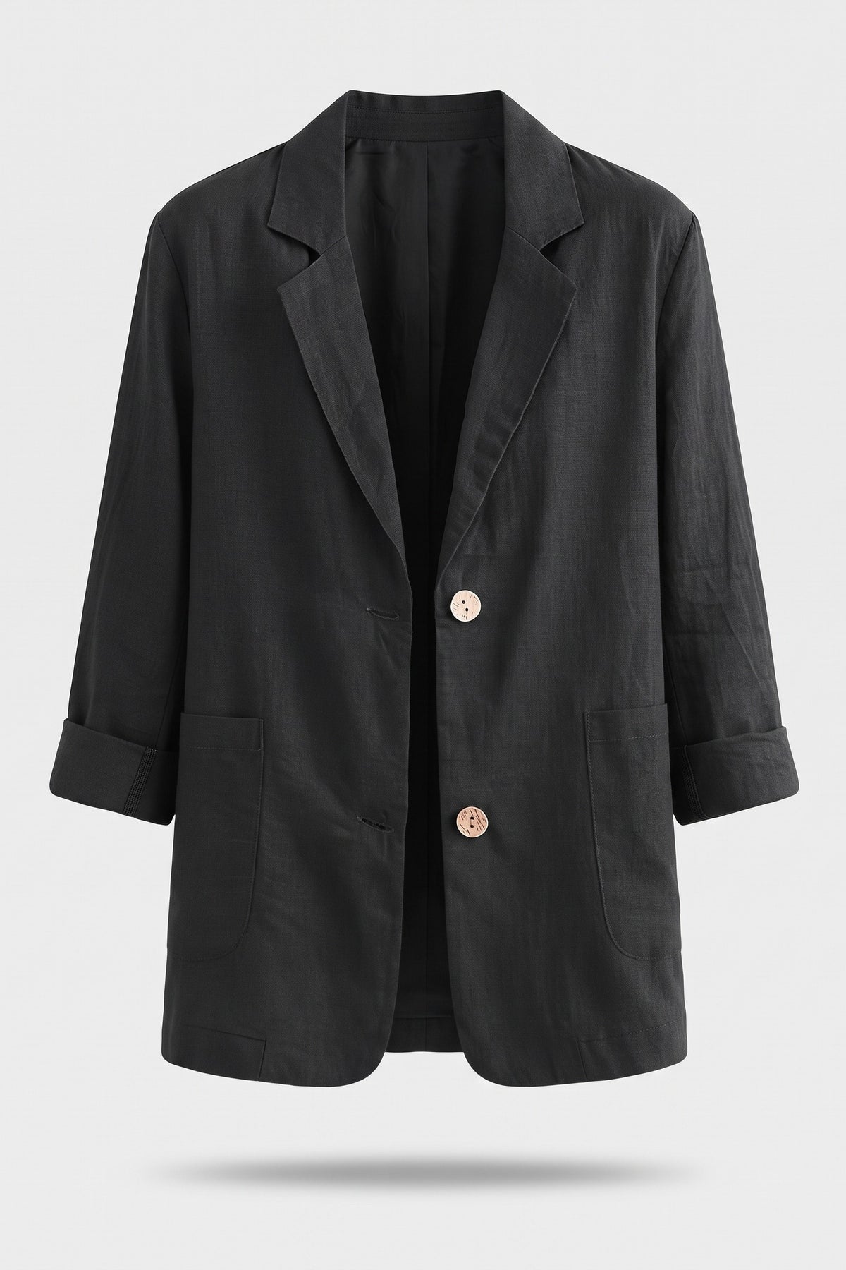 Women's Notched Lapel Blazer | Curved Hem — Black — packshot