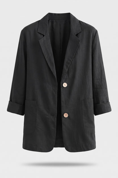 Women's Notched Lapel Blazer | Curved Hem — Black — packshot