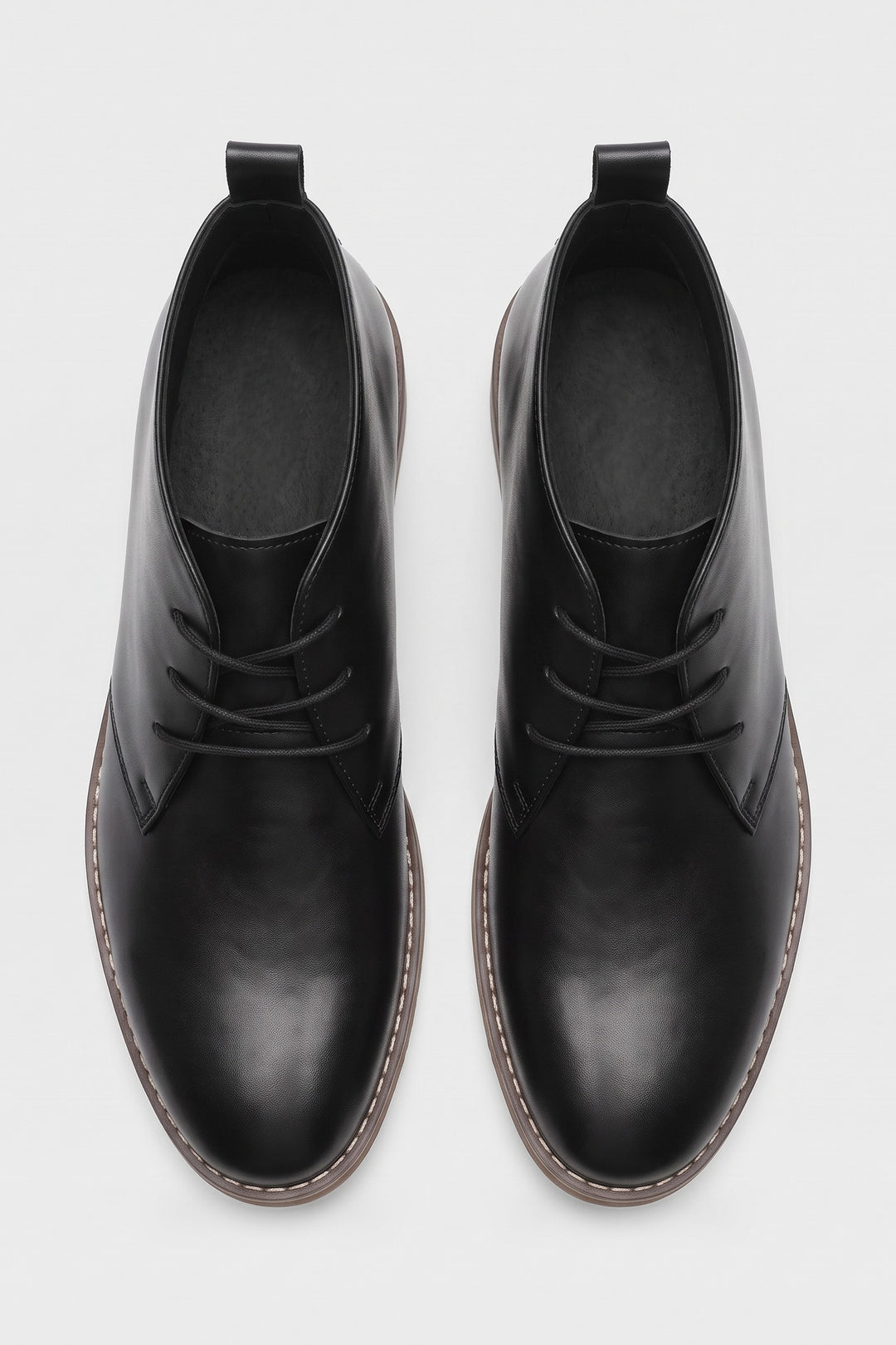 Men's Lace-Up Desert Boots | Round Toe — Black — shoe_top — on model
