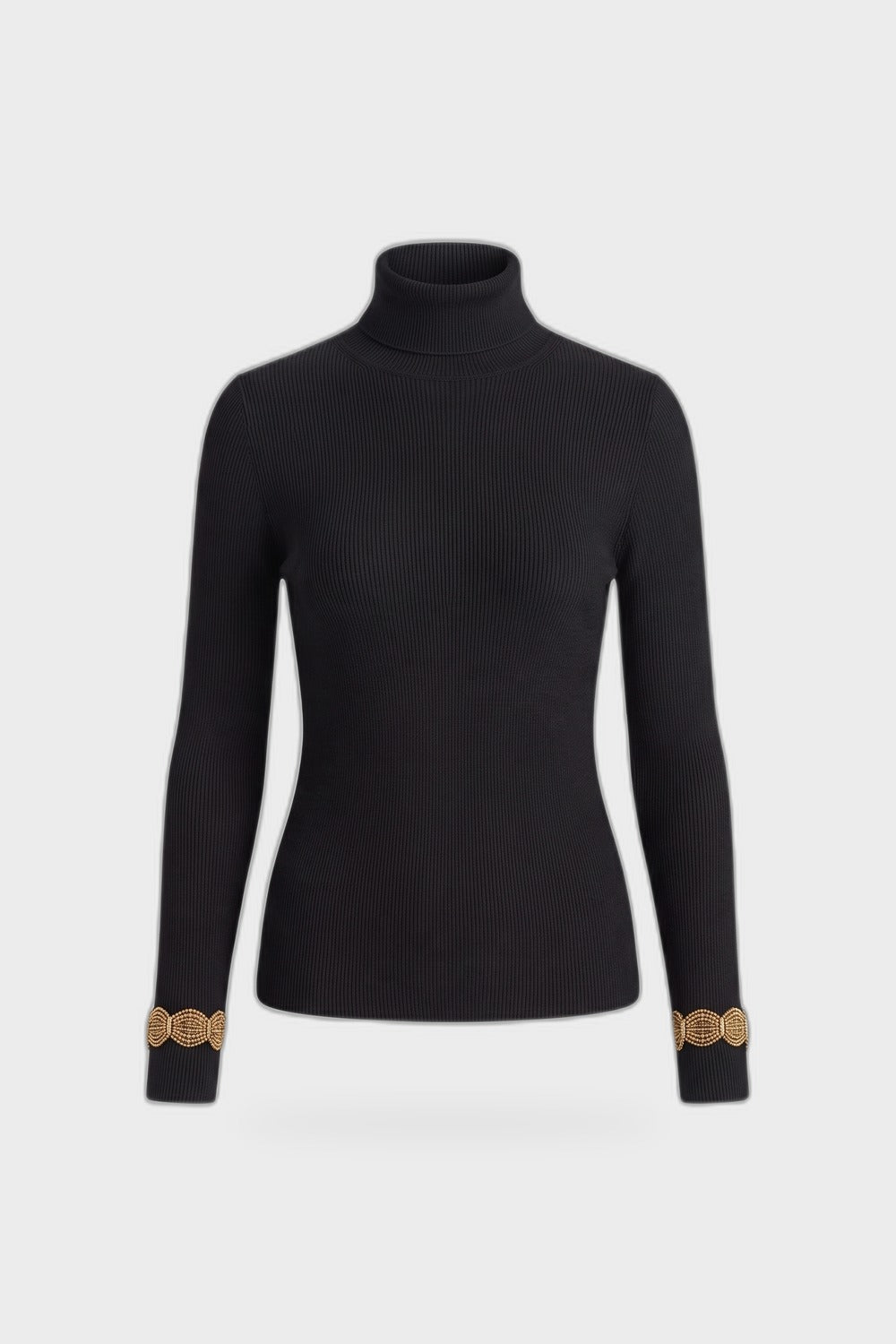 Women's Fitted Turtleneck Sweater | Ribbed — Black — product view