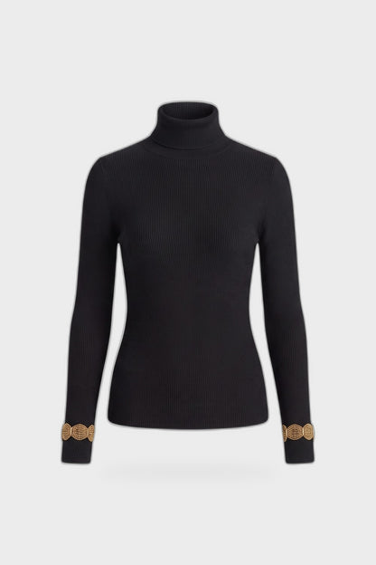 Women's Fitted Turtleneck Sweater | Ribbed — Black — product view