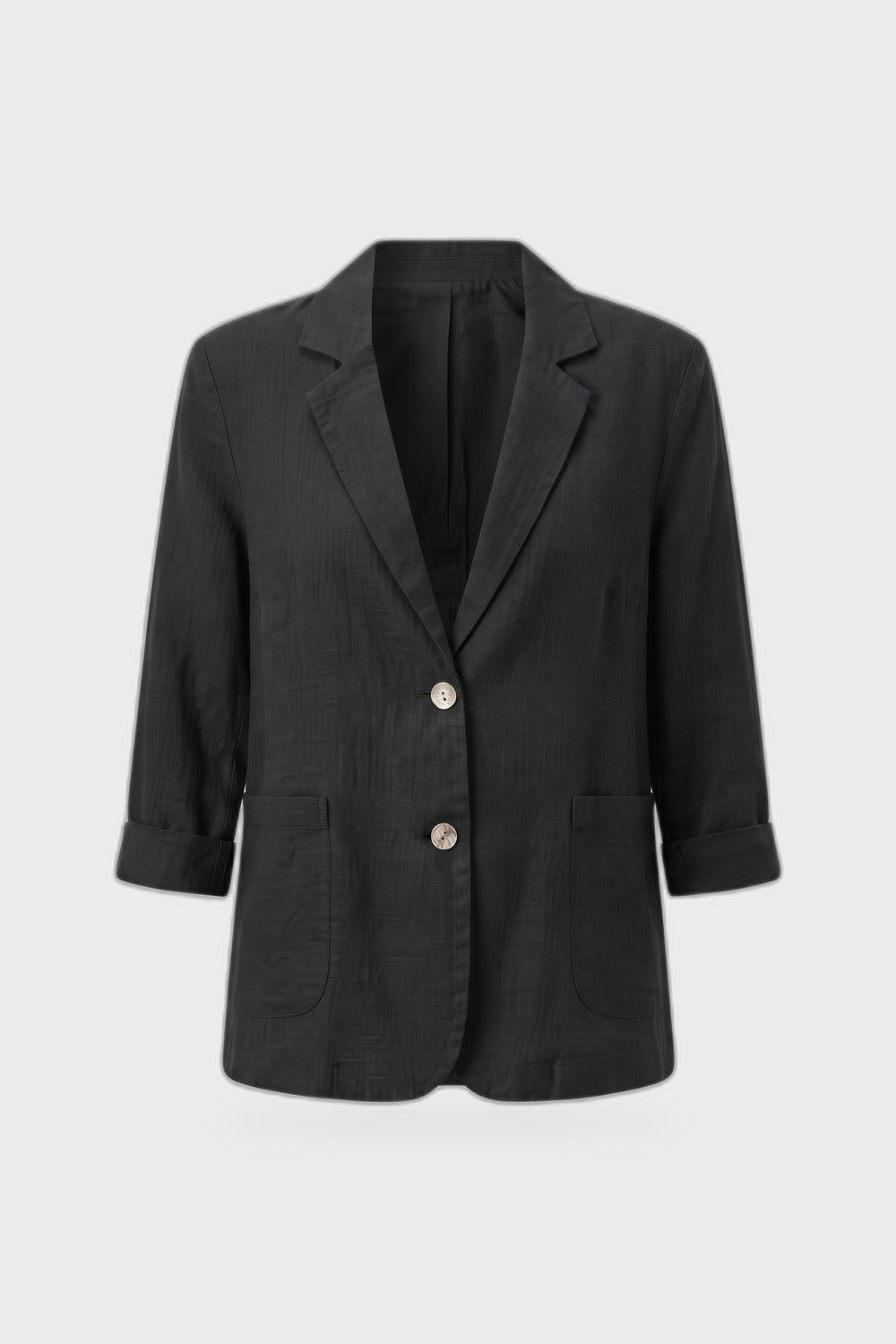 Women's Notched Lapel Blazer | Curved Hem — Black — product view