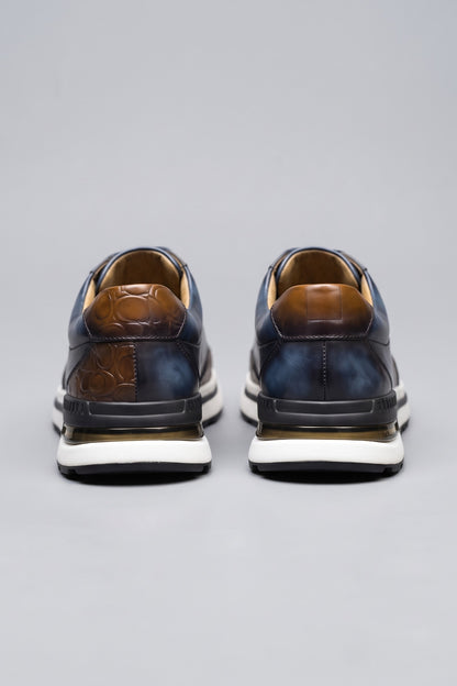 Men's Casual Sneaker | Croc Toe Sole — Blue — shoe_back — on model