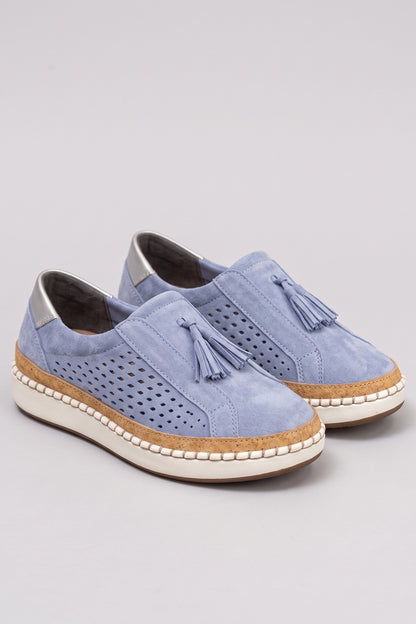 Women's Slip-On Sneaker | Tassel Detail — Blue — shoe_main — on model