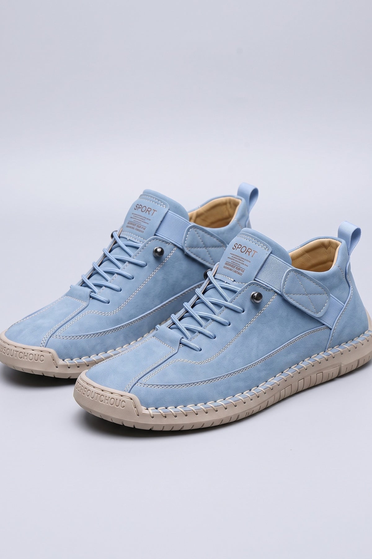 Women's Lace-Up Sneaker | Round Toe — Blue — shoe_main — on model