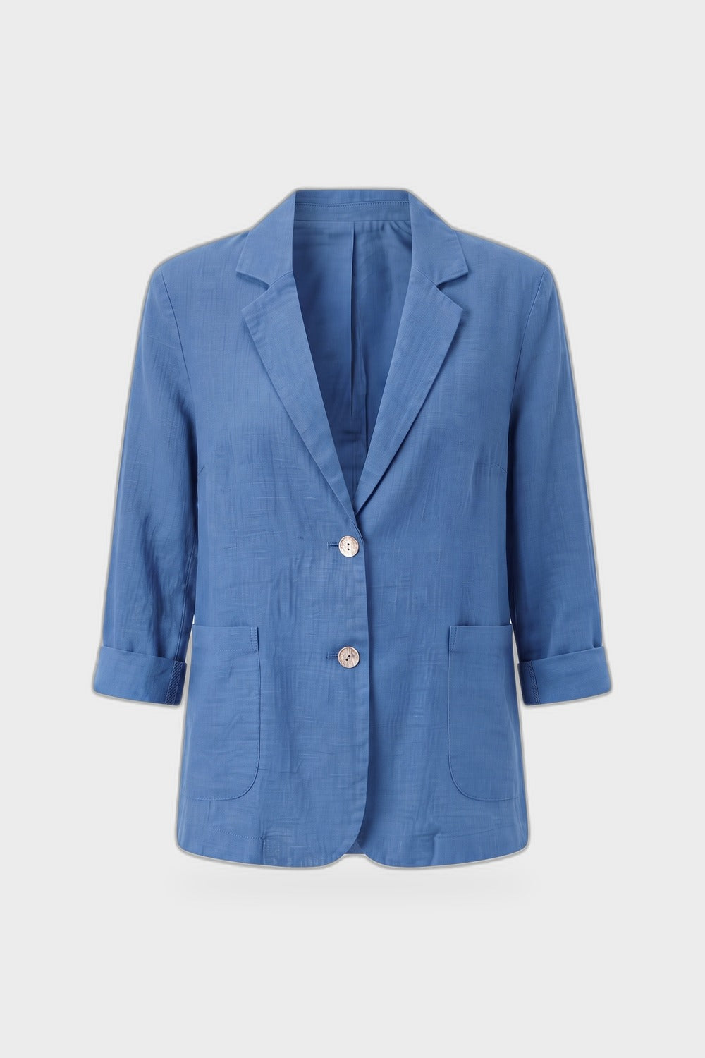 Women's Notched Lapel Blazer | Curved Hem — Blue — product view