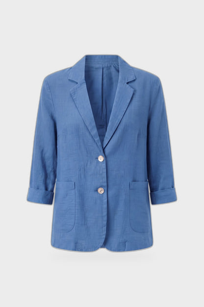 Women's Notched Lapel Blazer | Curved Hem — Blue — product view