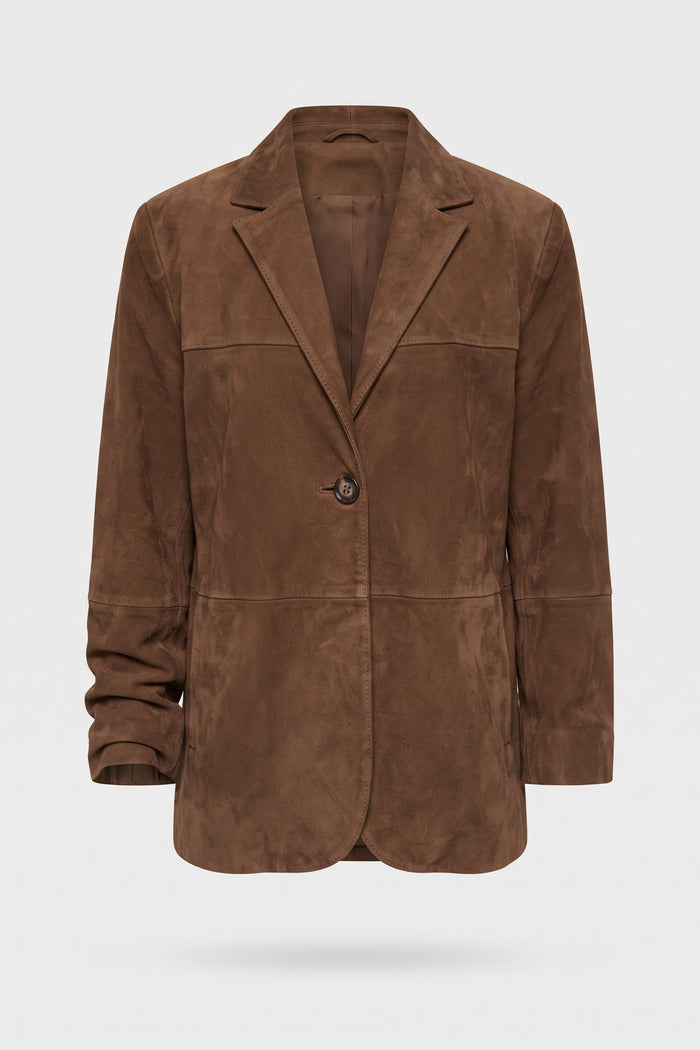 Women's Oversized Blazer Jacket | Notched Lapel — Brown — packshot