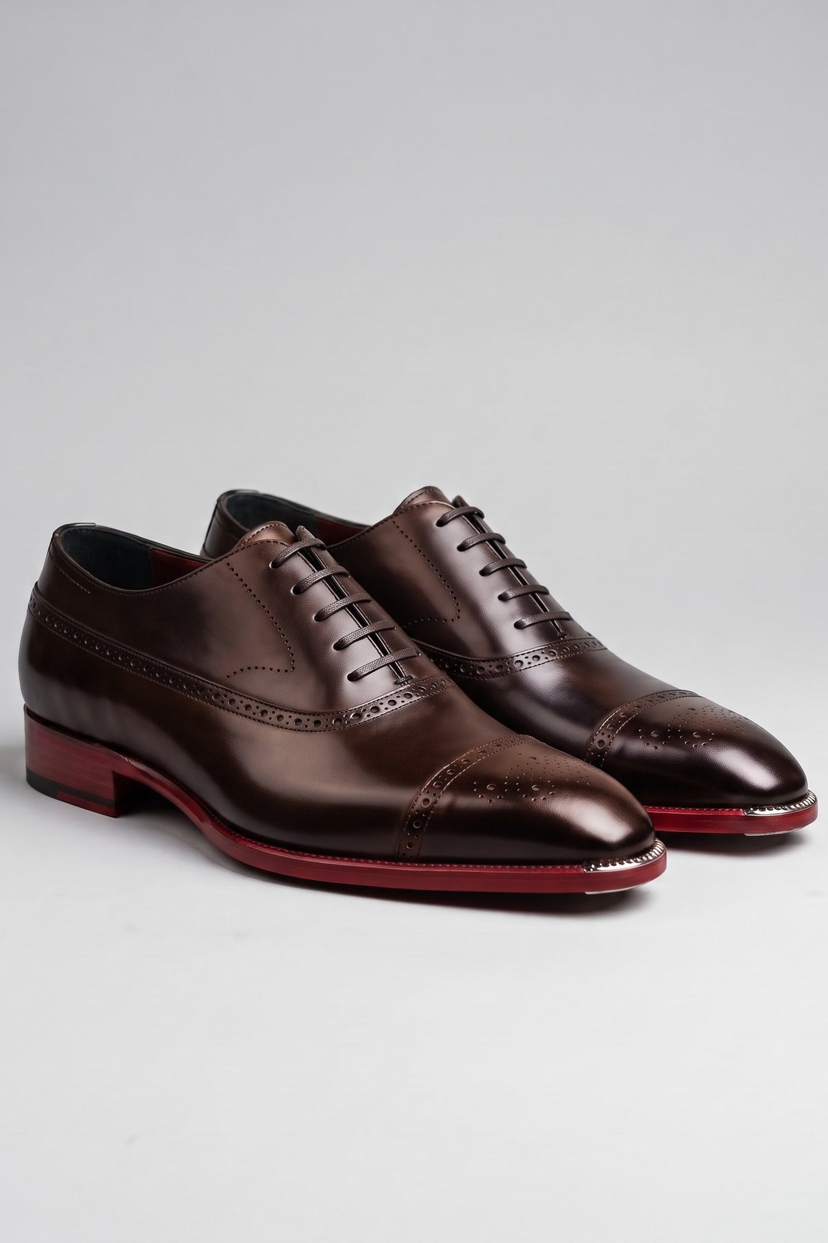 Men's Brogue Oxford Shoes | Lace-Up — Brown — shoe_main — on model