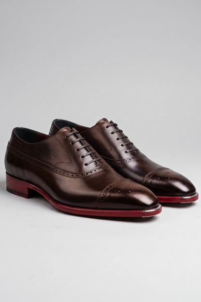 Men's Brogue Oxford Shoes | Lace-Up — Brown — shoe_main — on model