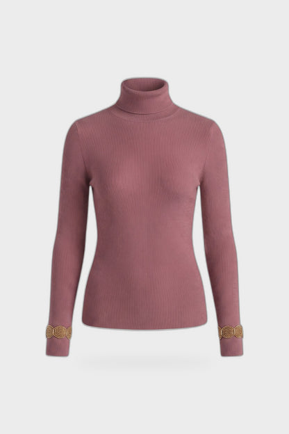 Women's Fitted Turtleneck Sweater | Ribbed — Burgundy — product view