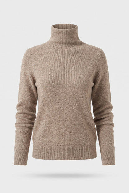 Women's Fitted Turtleneck Sweater | Ribbed — Camel — packshot