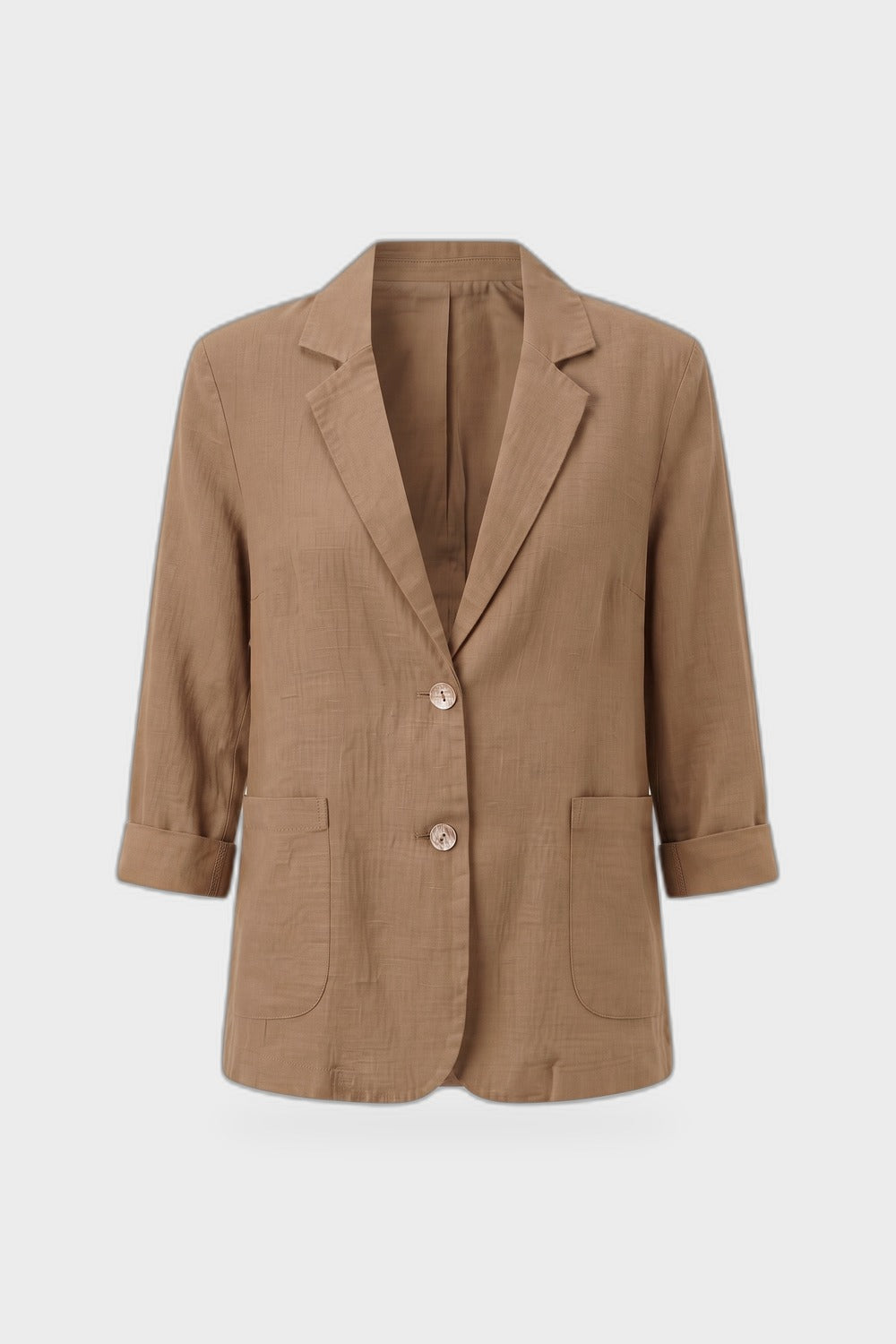 Women's Notched Lapel Blazer | Curved Hem — Camel — product view