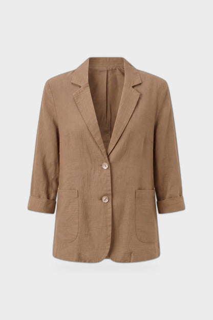 Women's Notched Lapel Blazer | Curved Hem — Camel — product view