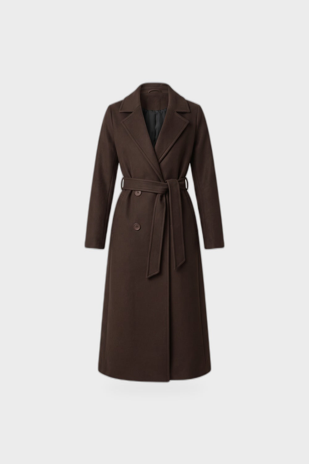 Women's Belted Coat | Double-Breasted — Chocolate Brown — product view