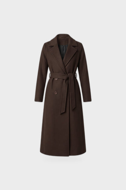 Women's Belted Coat | Double-Breasted — Chocolate Brown — product view