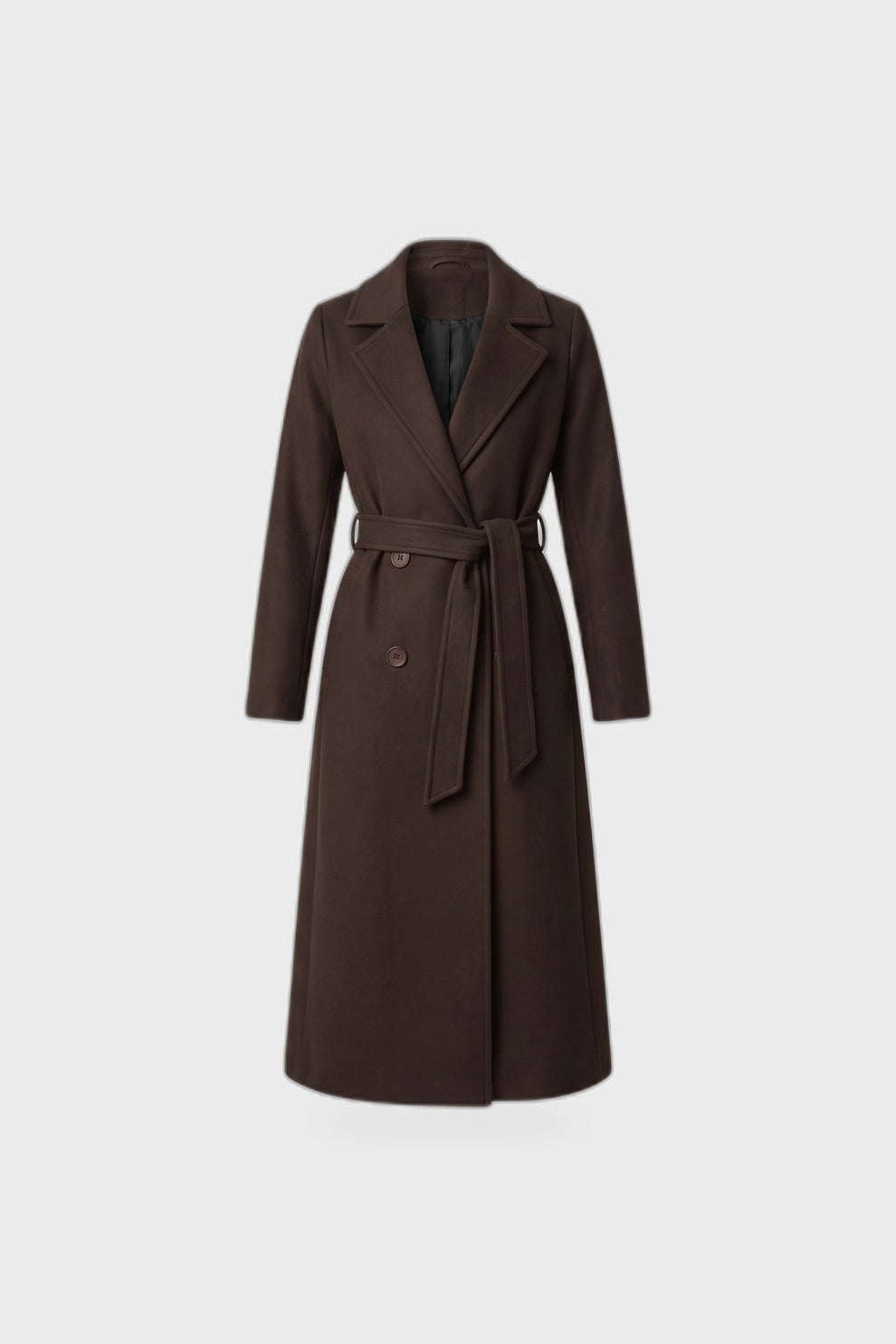 Women's Belted Coat | Double-Breasted — Chocolate Brown — product view