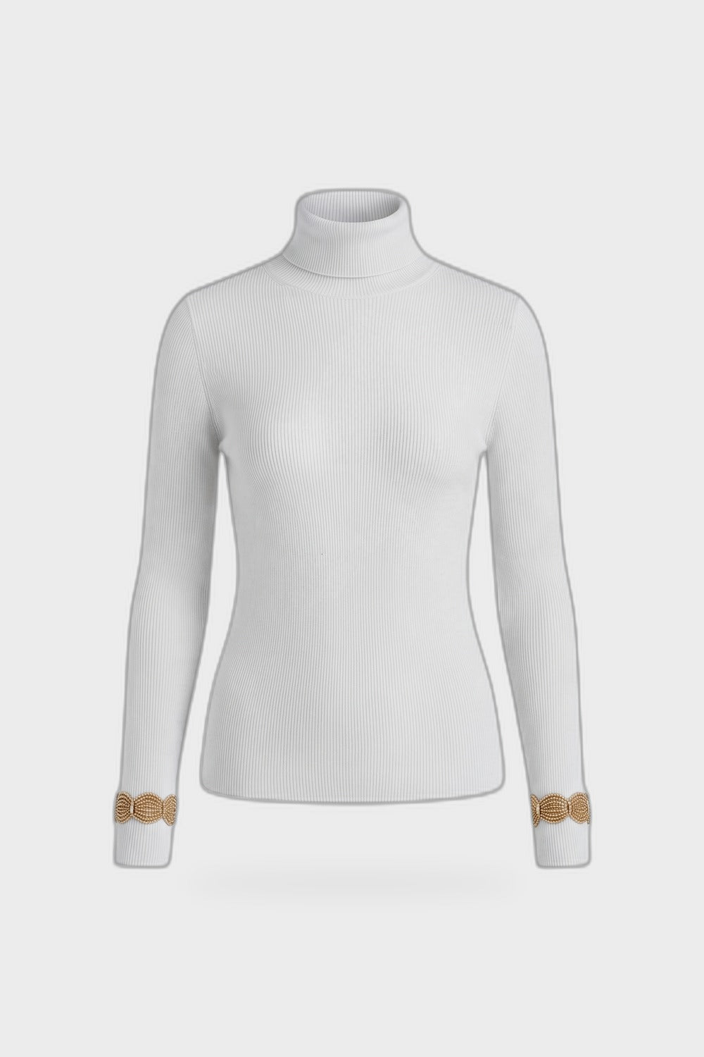 Women's Fitted Turtleneck Sweater | Ribbed — Cream — product view